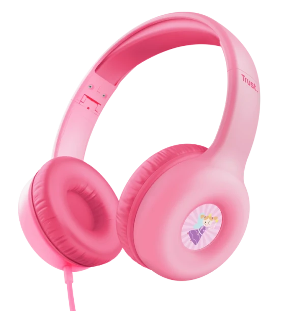 Casca audio Casti Trust Nouna cu fir kids, frecventa raspuns 20 Hz - 20.000 Hz, senzitivitate 92 dB, roz