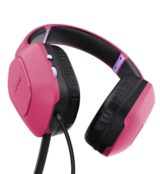 Casti Trust GXT415P Zirox cu fir, conector jack3.5mm, frecventa raspuns 20 Hz - 20.000 Hz, sensitivitate 90dB, roz
