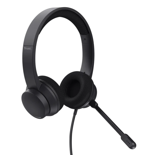 Casca audio Casti Trust cu fir Ayda USB-ENC, noise cancelling, frecventa raspuns 20 Hz - 20.000 Hz, negru