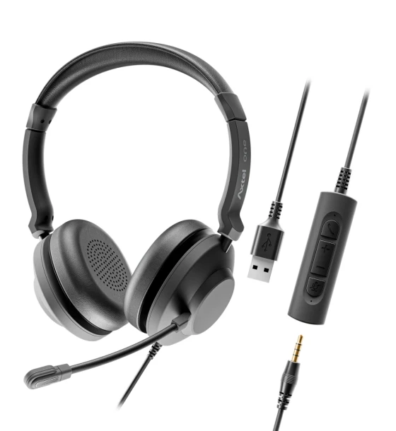 HEADSET AXTEL ONE UC35 STEREO HD AXH-ONE, Corded, Plug Play USB/3.5mm Jack Headset Conectivity USB-A, USB-C Jack/with STEREO HD . Speaker Size has 40 mm / Passive noise reduction