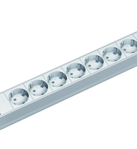 Cabinet metalic Bachmann IT PDU 8 x prize Schuko, in Schuko, 1U, impamantare, fara intrerupator, 2 metri, RAL 7035, PVC