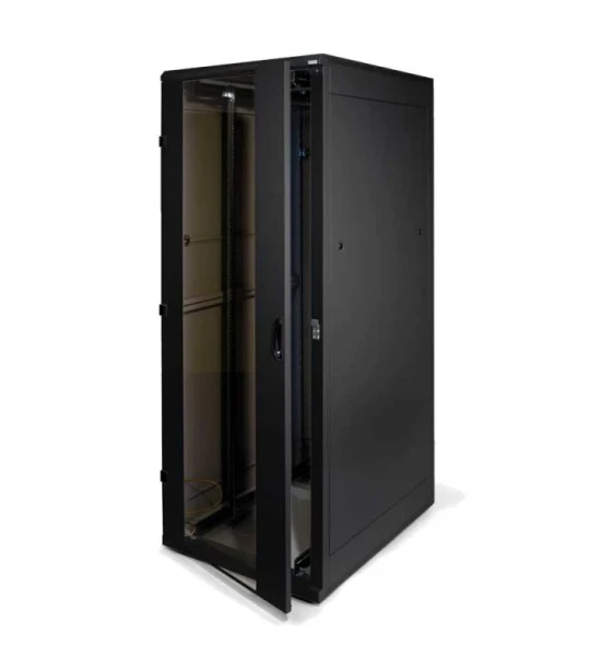 Rack de podea 19 Triton 27U 600x800mm usa fata sticla panourilaterale/spate detasabile sectiuni pentru ventilatie activa, sectiuniacces cabluri sus/jos/spate IP20 negru