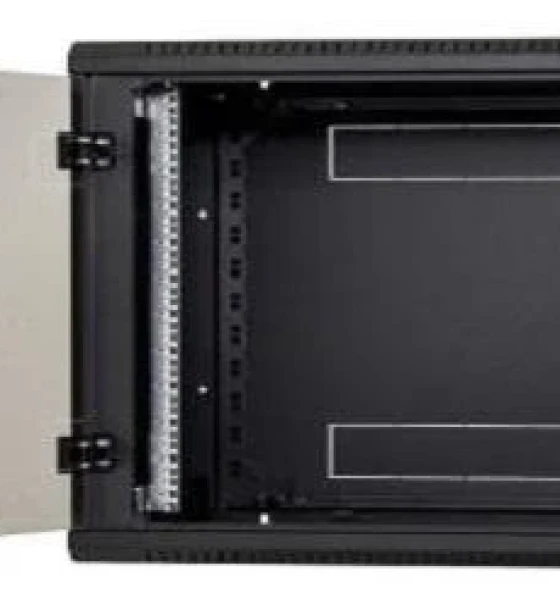 Rack de perete Triton sectiune simpla 6U 500mm adancime usa sticla panouri laterale fixe sectiuni, sectiuni acces cabluri sus/jos/spate securizare cu cheie