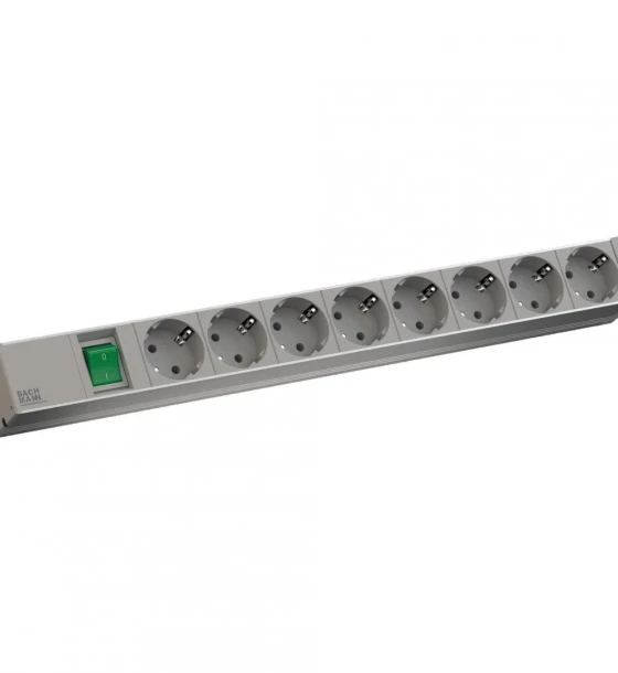 Cabinet metalic Bachmann IT PDU 8 x prize Schuko, 1x Switch, in Schuko, 1U, impamantare, intrerupator, lungime cablu 2 metri, RAL 7035, aluminiu, alb
