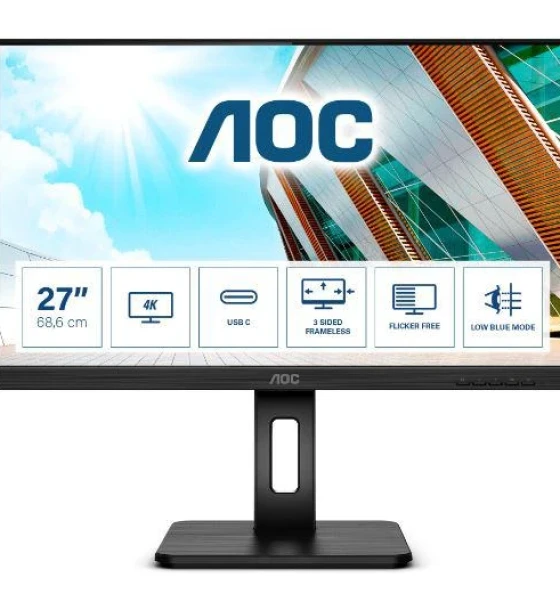 Monitor LED AOC U27P2CA, 27inch, 3840x2160, 4ms, Black