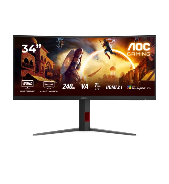 Monitor AOC 34 inch CU34G4Z, Curvature 1500R, 21:9, VA, 3440x1440, 240Hz, GtG 1ms, MPRT 0.3ms, Luminozitate max 400 cdmp, Contrast static 3000:1, Contrast dynamic 80M 1, Viewing