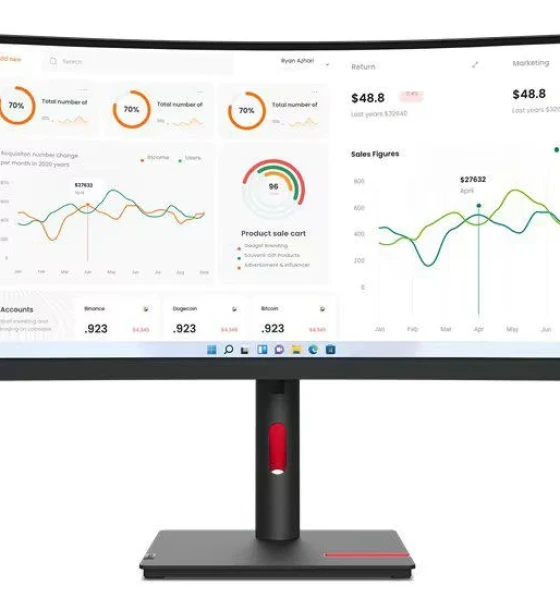 Monitor Lenovo ThinkVision T34w-30, 34 inch 3440x1440 WLED, Anti-glare, Curvature 1500R, Speakers Modular Soundbar Support, View Angle H/V 178, 4 ms Extreme mode ms Typical mode
