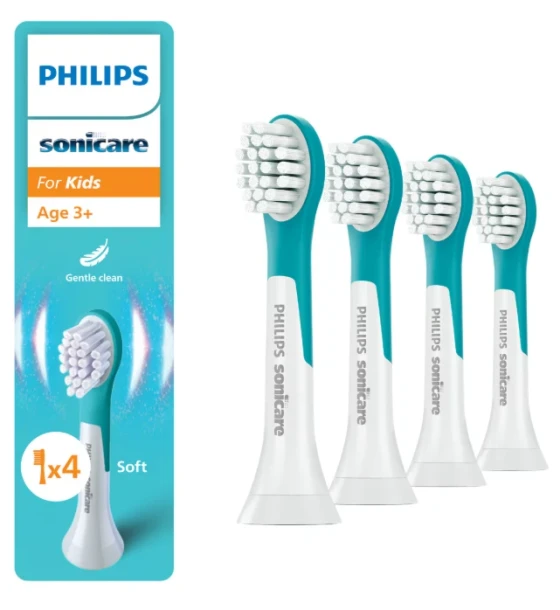 Accesoriu electrocasnic Rezerve PHILIPS Sonicare Kids Compact HX6034, Pachet de 4 capete de periere, Standard, Click-on, L x A x I mm 60x25.7x230.5