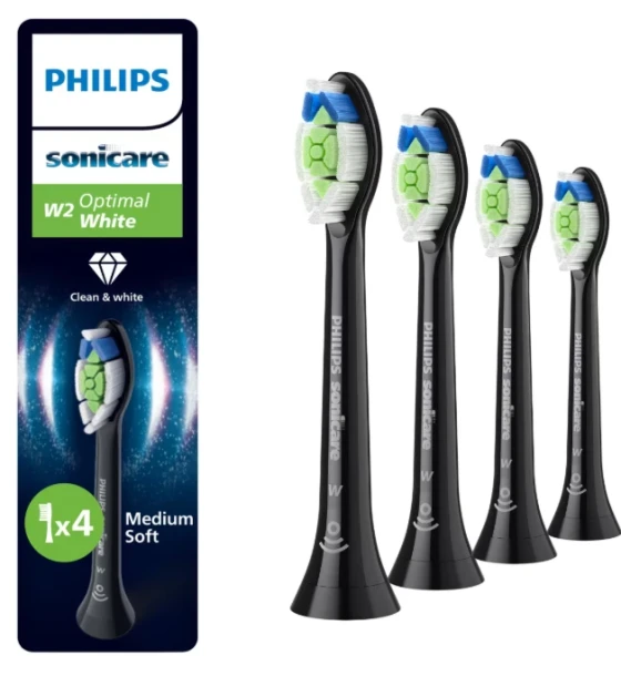 Accesoriu electrocasnic Rezerve PHILIPS Sonicare Optimal White HX6064, Pachet de 4 capete de periere, Standard, Click-on, Sincronizarea modurilor BrushSync, Negru, L x A x I mm 60x25.7x230.5