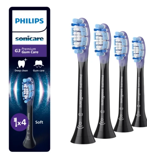 Accesoriu electrocasnic Rezerve PHILIPS Sonicare Gum Care HX9054, Pachet de 4 capete de periere, Standard, Click-on, Sincronizarea modurilor BrushSync, Negru, L x A x I mm 60x25.7x230.5