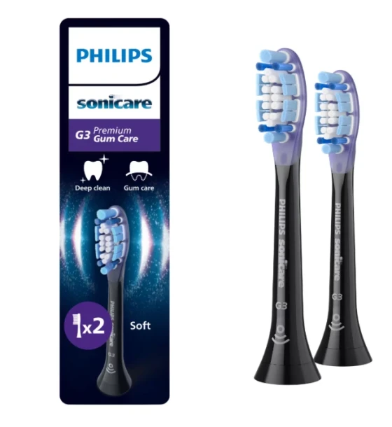 Accesoriu electrocasnic Rezerve PHILIPS Sonicare Gum Care HX9052, Pachet de 2 capete de periere, Standard, Click-on, Sincronizarea modurilor BrushSync, Negru, L x A x I mm 60x25.7x230.5