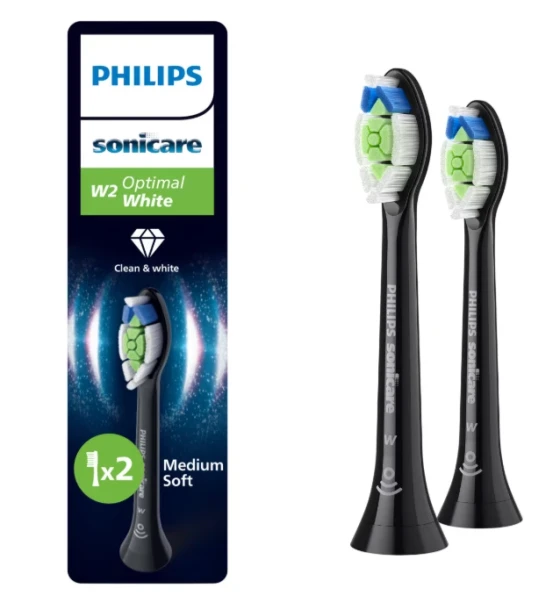 Accesoriu electrocasnic Rezerve PHILIPS Sonicare Optimal White HX6062, Pachet de 2 capete de periere, Standard, Click-on, Sincronizarea modurilor BrushSync, Negru, L x A x I mm 60x25.7x230.5