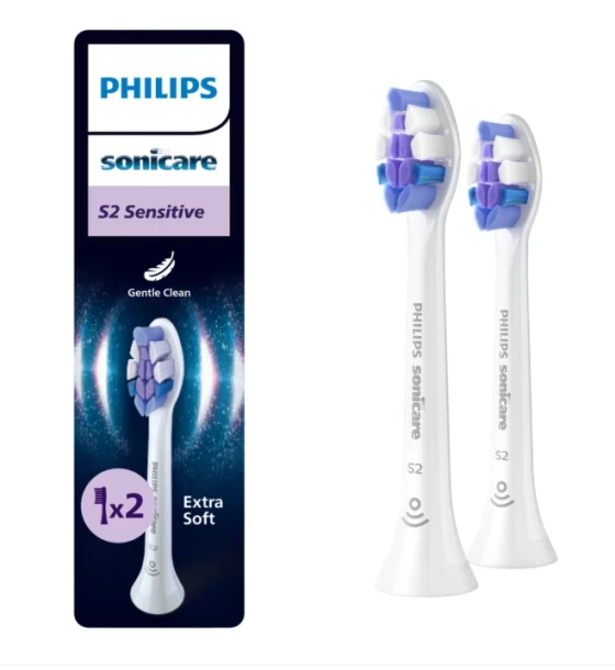 Accesoriu electrocasnic Rezerve PHILIPS Sonicare Sensitive HX6052, Pachet de 2 capete de periere, Standard, Click-on, Sincronizarea modurilor BrushSync, Alb, L x A x I mm 25.7x60x230.5