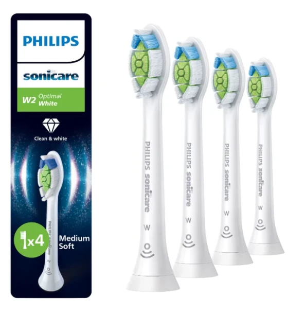 Accesoriu electrocasnic Rezerve PHILIPS Sonicare Optimal White HX6064, Pachet de 4 capete de periere, Standard, Click-on, Sincronizarea modurilor BrushSync, Alb, L x A x I mm 60x25.7x230.5