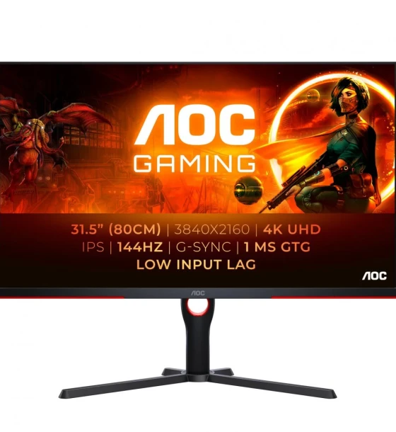 Monitor LED Curbat AOC U32G3X BK, 31.5inch, 3840x2160, 1ms GTG, Black-Red