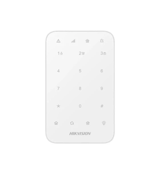 Centrala antiefractie Tastatura wireless AX PRO Hikvision DS-PK1-E-WE, 868MHz two-way Tri-X wireless technology distanta comunicare RF 1200min camp deschis Stay/away arming, disarming