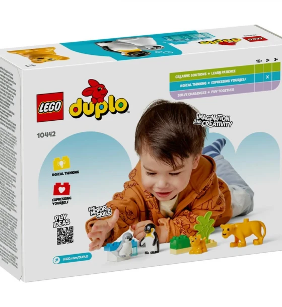 Set de constructie Animale salbatice pinguini si lei, lego 10442