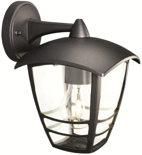 Aplica tip felinar pentru exterior Philips Creek, 1xE27, max 60W, IP44, 200x175x240mm, Negru