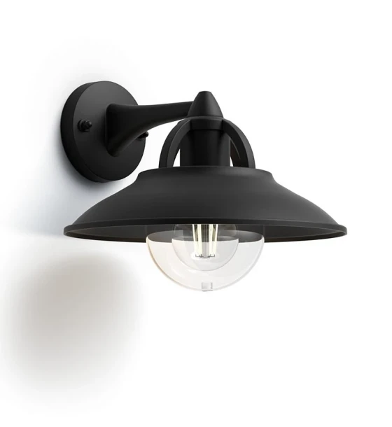 Aplica tip felinar pentru exterior Philips Cormorant, 1xE27, max 42W, IP44, 250x266x207mm, Negru