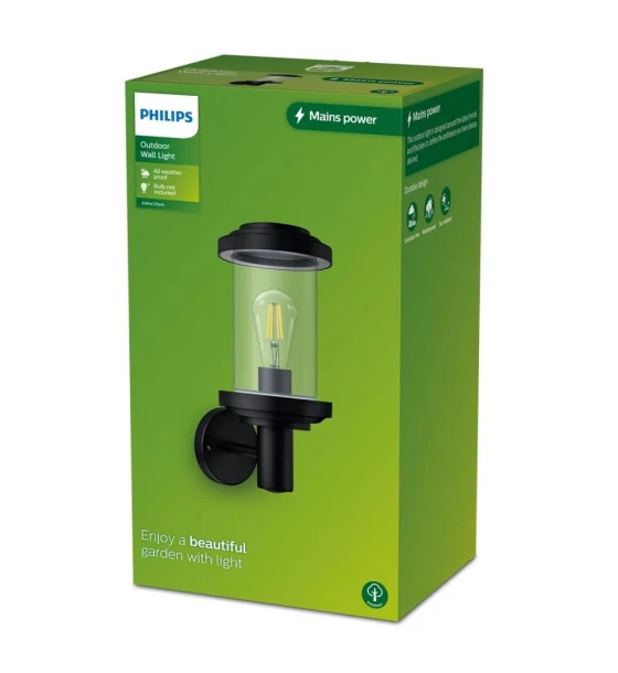 Aplica pentru exterior Philips LISTRA UP, 1xE27, max 25W, IP44, 410x180x230mm, Negru