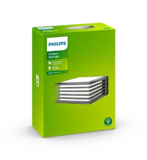 Aplica pentru exterior Philips Shades, 1xE27, max 42W, IP44, 170x171x82mm, Antracit