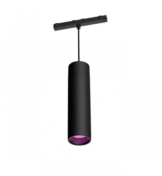 Corp iluminat inteligent Pendul LED RGB Philips Hue Perifo, Bluetooth, control vocal, 24V, 5.2W, 490 lm, lumina alba si color 2000-6500K, IP20, 28.8x17.7x6.7cm, Metal, Negru