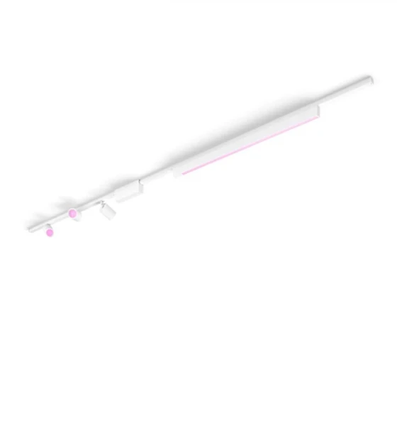 Spot LED RGB Philips Hue Perifo, kit de baza, 3 spoturi + baraluminoasa, Bluetooth, control vocal, 24V, lumina alba si color 2000-6500K, IP20, 271.5cm, Alb
