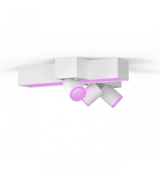 Plafoniera LED RGB Philips Hue Centris, Bluetooth, cu 3xGU10incrucisate, 3x5.7W + LED 25W, 2810 lm, lumina alba si color 2000-6500K, IP20, Metal, Alb