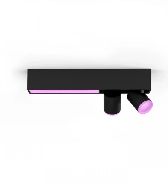 Plafoniera LED RGB Philips Hue Centris, Bluetooth, cu 2xGU10, 2x5.7W +LED 11W, 1560 lm, lumina alba si color 2000-6500K, IP20, Metal, Negru