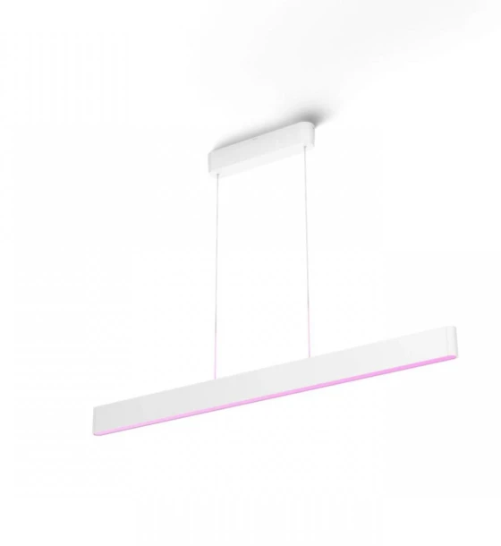 Corp iluminat inteligent Pendul LED RGB Philips Hue Ensis, Bluetooth, 79W 175W, 5500 lm, luminaalba si color 2200-6500K, IP20, 129.8cm, Alb