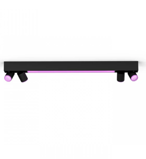 Plafoniera LED RGB Philips Hue Centris, Bluetooth, cu 4xGU10, 4x5.7W+LED 40W, 4200 lm, lumina alba si color 2000-6500K, IP20, Metal, Negru