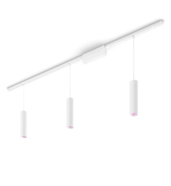 Spot LED RGB Philips Hue Perifo, kit de baza, 3 spoturi, Bluetooth, control vocal, 24V, lumina alba si color 2000-6500K, IP20, 171.5cm, Alb