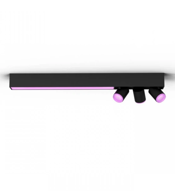 Plafoniera LED RGB Philips Hue Centris, Bluetooth, cu 3xGU10, 3x5.7W+LED 36W, 3550 lm, lumina alba si color 2000-6500K, IP20, Metal, Negru