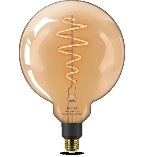 Sursa LED inteligenta Bec LED inteligent vintage decorativ Philips Filament Globe AmberG200, Wi-Fi, Bluetooth, E27, 6W 25W, 390 lm, lumina alba 2000-5000K