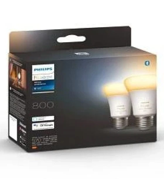 Sursa LED inteligenta 2 Becuri LED inteligente Philips Hue A60, Bluetooth, E27, 6W 60W, 800lm, lumina alba 2200-6500K