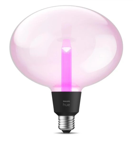 Sursa LED inteligenta Bec LED RGB inteligent Philips Hue LG Ellipse, Bluetooth, E27, 6.5W 60W, 500 lm, lumina alba si color 2000-6500K, 20.5x18.5x18.5cm
