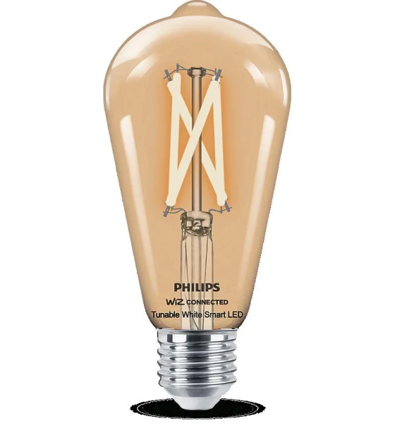 Sursa LED inteligenta Bec LED inteligent vintage decorativ Philips Filament Bulb Clear ST64, Wi-Fi, Bluetooth, E27, 7W 60W, 806 lm, lumina alba 2700-6500K