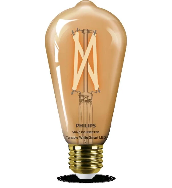 Sursa LED inteligenta Bec LED inteligent vintage decorativ Philips Filament Bulb Amber ST64, Wi-Fi, Bluetooth, E27, 7W 50W, 640 lm, lumina alba 2000-5000K