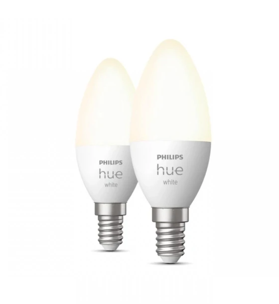 Sursa LED inteligenta 2 Becuri LED inteligente Philips Hue B39, Bluetooth, E14, 5.5W 40W, 470lm, lumina calda 2700K
