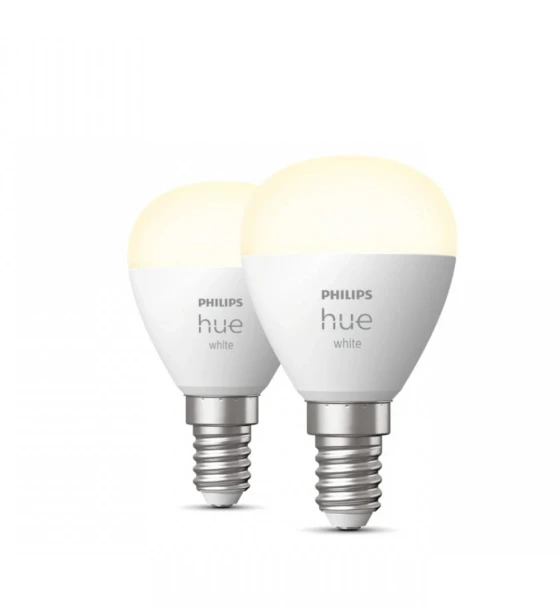 Sursa LED inteligenta 2 Becuri LED inteligente Philips Hue P45, Bluetooth, E14, 5.7W 60W, 470lm, lumina calda 2700K