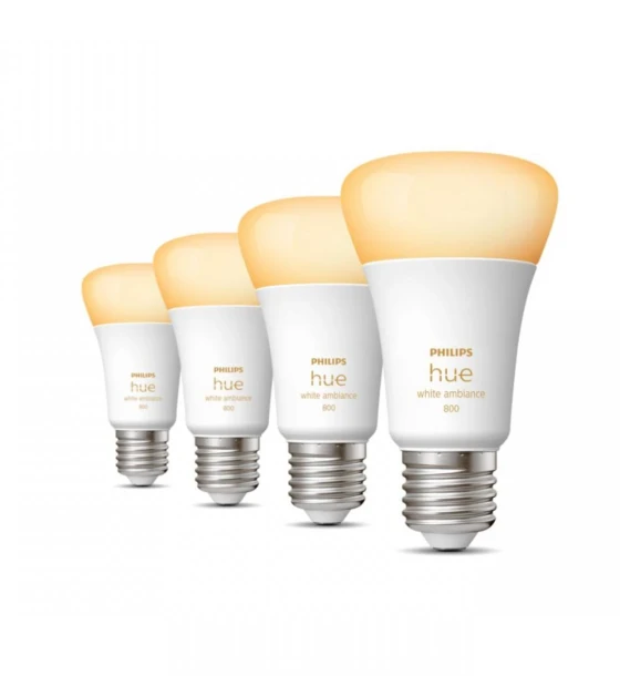 Sursa LED inteligenta 4 Becuri LED inteligente Philips Hue A60, Bluetooth, E27, 6W 60W, 800lm, lumina alba 2200-6500K