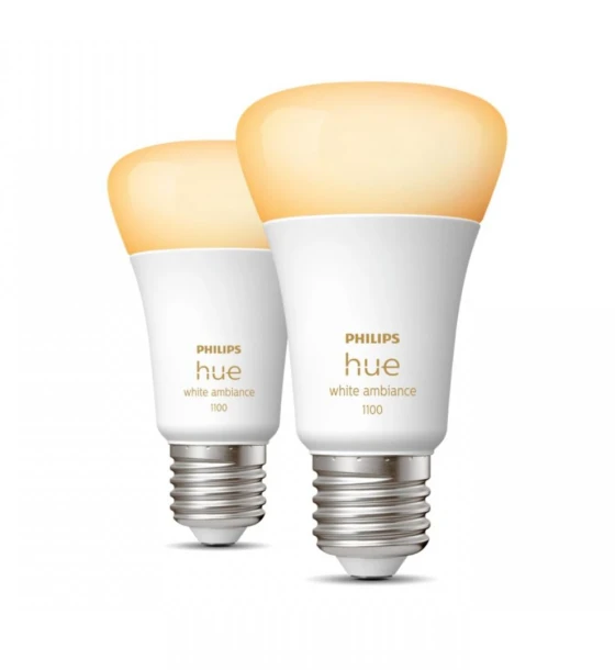Sursa LED inteligenta 2 Becuri LED inteligente Philips Hue A60, Bluetooth, E27, 8W 75W, 1055lm, lumina alba 2200-6500K