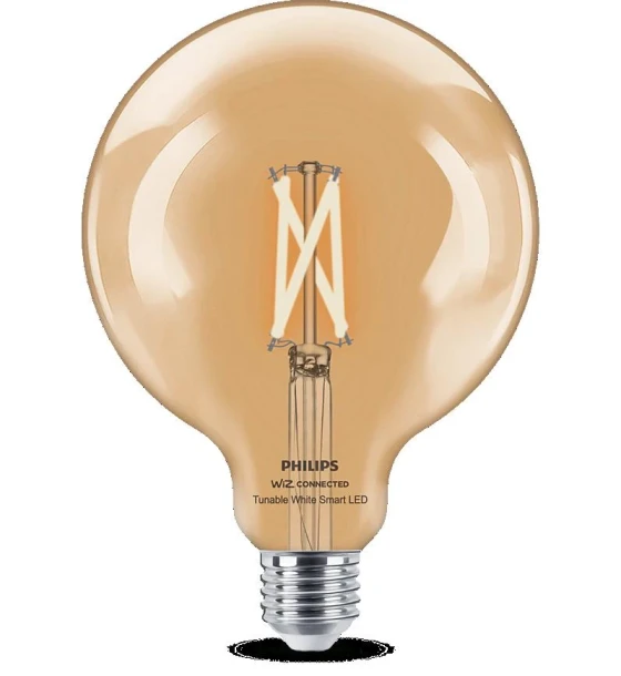 Sursa LED inteligenta Bec LED inteligent vintage decorativ Philips Filament Globe ClearG125, Wi-Fi, Bluetooth, E27, 7W 60W, 806 lm, lumina alba 2700-6500K