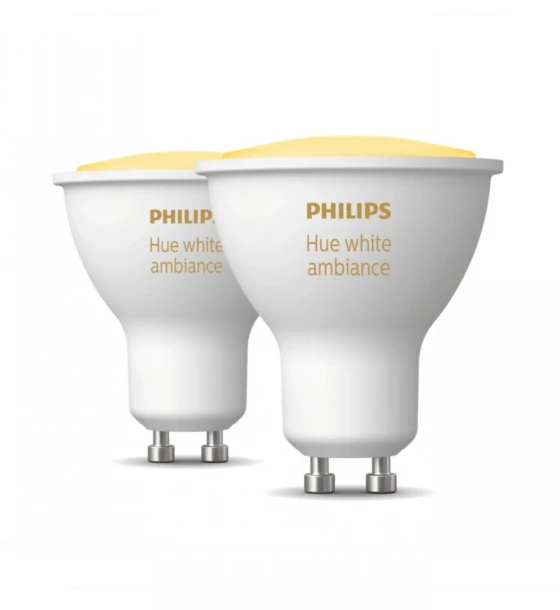 Sursa LED inteligenta 2 Becuri LED inteligente Philips Hue Spot, Bluetooth, GU10, 5W 35W, 350lm, lumina alba 2200-6500K