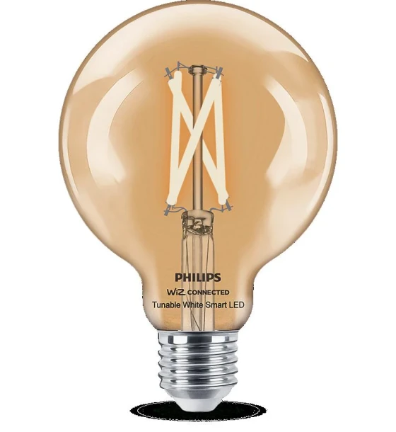 Sursa LED inteligenta Bec LED inteligent vintage decorativ Philips Filament Globe Clear G95, Wi-Fi, Bluetooth, E27, 7W 60W, 806 lm, lumina alba 2700-6500K
