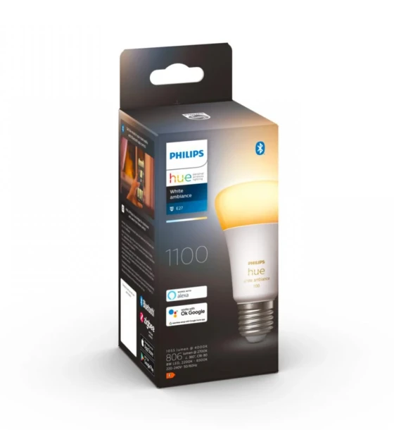 Sursa LED inteligenta Bec LED inteligent Philips Hue A60, Bluetooth, E27, 8W 75W, 800 lm, lumina alba 2200-6500K