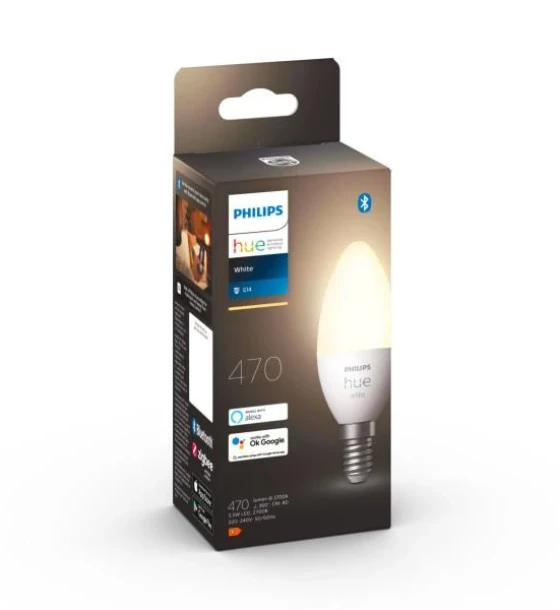 Sursa LED inteligenta Bec LED inteligent Philips Hue B39, Bluetooth, E14, 5.5W, 470 lm, luminacalda 2700K