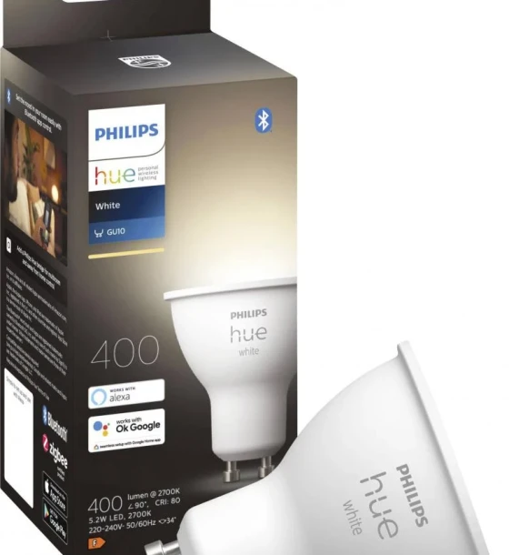 Sursa LED inteligenta Bec LED inteligent Philips Hue Spot, Bluetooth, GU10, 5.2W 57W, 400lm, lumina calda 2700K