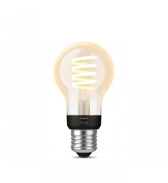 Sursa LED inteligenta Bec LED inteligent vintage decorativ Philips Hue Filament Bulb A60, Bluetooth, E27, 7W 40W, 550 lm, lumina alba 2200-4500K