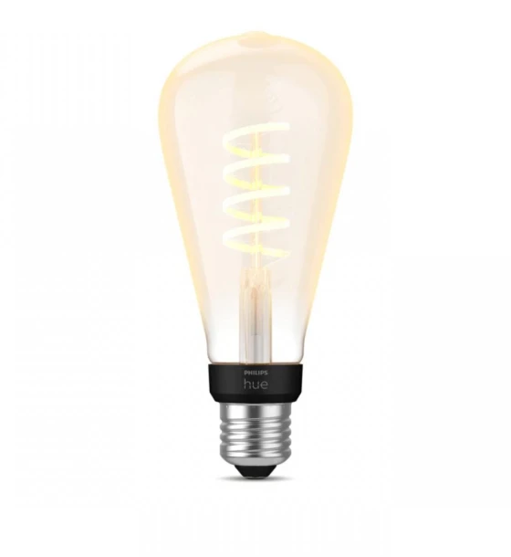Sursa LED inteligenta Bec LED inteligent vintage decorativ Philips Hue Filament Edison ST72, Bluetooth, E27, 7W 40W, 550 lm, lumina alba 2200-4500K